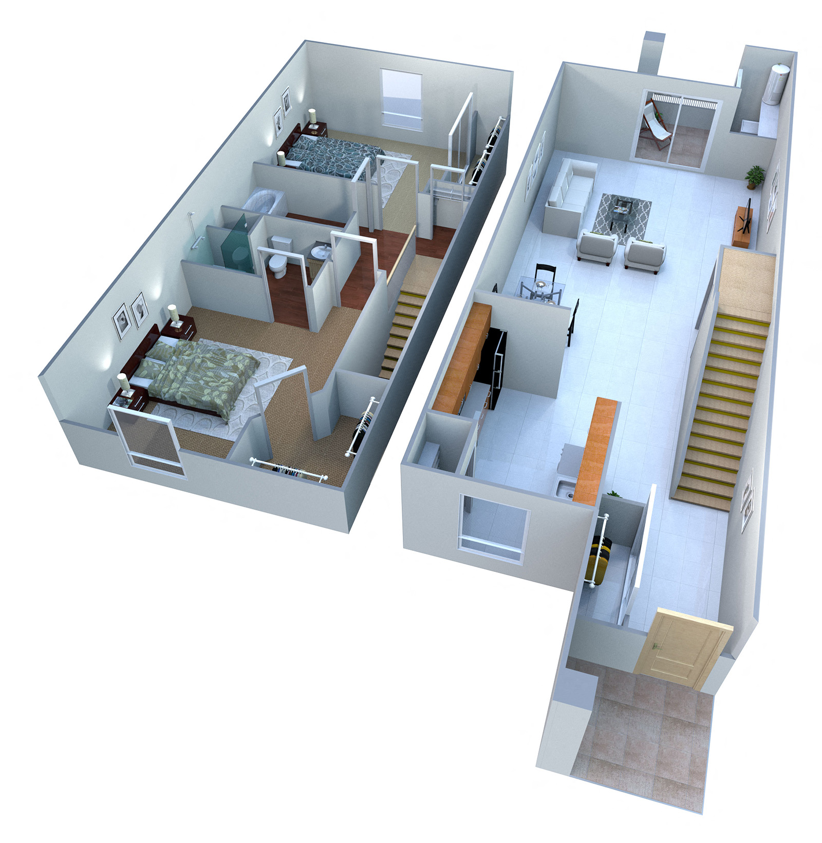 Floor plan for 2 beds, 2 baths, 1004 sqft